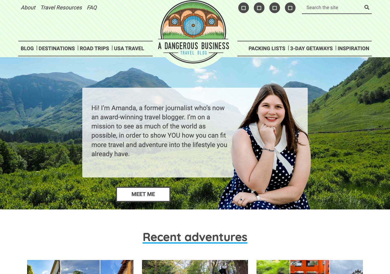 Screenshot of the A Dangerous Business homepage