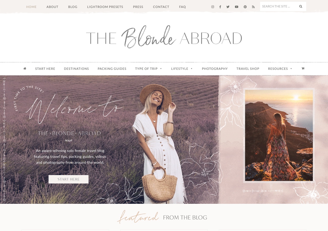 Screenshot of the The Blonde Abroad homepage